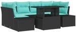 vidaXL Sofa Set 7 STK. 6-Sitzanzahl Schwarz und Blau Poly-Rattan | Einfach...
