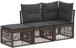 vidaXL Gartensofa-Set 3 STK. 3-Sitzanzahl Grau Poly-Rattan
