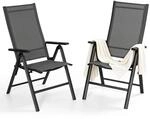 Avestar 2er-Set klappbare Gartenst&uuml;hle aus Aluminium mit Textilene, schwarz | 2