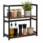 Relaxdays K&uuml;chenregal Arbeitsplatte, HxBxT: 43 x 42 x 18 cm, braun/schwarz | 2