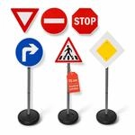 alldoro Verkehrszeichen, 6 Verkehrszeichen & 3 St&auml;nder f&uuml;r Kinder, 75 cm | stabil