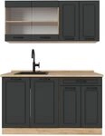 Vicco Singlek&uuml;che R-Line, Anthrazit Landhaus/Goldkraft Eiche, 140 cm | 4...