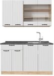 Vicco Singlek&uuml;che Fame-Line, Wei&szlig; Landhaus, 140 cm | 4 Module &middot;...