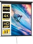 HOMCOM Beamer Leinwand Rollo-Leinwand 178 x 178 cm 99 Zoll 1:1 Schwarz | HD 4K