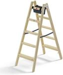 Hailo Master H80 Holz-Doppelstufenleiter 2x5 Stufen bis 150 kg | Beidseitig...
