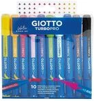 GIOTTO Turbo Pro, Fasermaler mit doppelter Spitze, 10 Farben im Etui