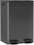 HOMCOM M&uuml;lleimer aus Edelstahl mit Softclose Deckel, 2 x 28L Schwarz |...