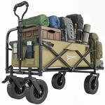 Outsunny Bollerwagen Klappbarer Lastenwagen mit Heckklappe 100 kg Khaki 