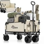 SAMAX Bollerwagen bis 200kg - 2in1 mit Bank - Faltbarer Handwagen Gartenwagen