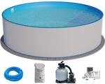 Planet Pool Stahlwandpool Set rund Brasilia 300x120 cm, Stahl 0,6 mm wei&szlig;,...