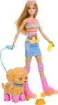 Barbie Pets Skate und Run Pup Blonde Puppe | Rollschuh-Welpe, Leine, passende Skates,