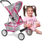 Kinderplay Puppenwagen Buggy &ndash; Leichtes Aluminium, Anschnallgurt & Einkaufskorb &ndash;