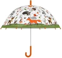 Esschert Design Regenschirm f&uuml;r Kinder, transparent, Wald, mehrfarbig, Medium,