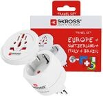 SKROSS Reiseadapter Combo World, Schweiz + Italien + Brasilien | Universell f&uuml;r