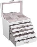 SONGMICS Schmuckk&auml;stchen, Uhrenkoffer, 6 Schichten mit Schubladen | Schmucklade,