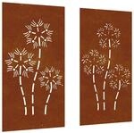 vidaXL 2-tlg. Garten-Wanddeko 105x55 cm Cortenstahl Blumen-Design