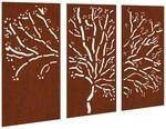 vidaXL 3-tlg. Garten-Wanddeko 105x55 cm Cortenstahl Baum-Design