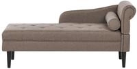 Beliani Chaiselongue rechts Stoff Taupe gesteppt mit Kissen Holzbeinen modern...