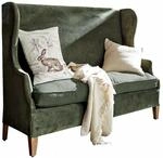 Loberon Sofa Ombra, klassischer Ohrenbacken-Stil, edler Materialmix, Ohrensessel,
