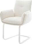DELIFE Schwingstuhl NELA-Flex Freischwinger flach Wei&szlig; Boucl&eacute; Soft Beige
