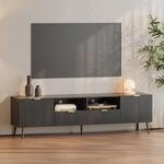 [en.casa] TV Schrank Nand Lowboard mit 2 T&uuml;ren geriffelt Fernsehschrank mit 2