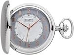 REGENT Herren Taschenuhr Savonnette Klappdeckel Verchromt 50 MM Quarz Wei&szlig;...
