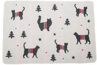 [W] Haustierdecke "xmas Silhouetten Katzen" rohwei&szlig;, 90x70 cm