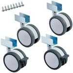 SOTECH 4er set M&ouml;belrolle Hamm &Oslash; 63 mm H&ouml;he 74,5 mm, wei&szlig;/grau | 35Kg...