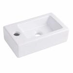Relaxdays Waschbecken, HxBxT: 10 x 37 x 18 cm, mit Hahnloch, wei&szlig; | ohne...