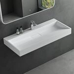 Mai & Mai Waschbecken Bad 90x46x12cm Wei&szlig; Matt inkl. Ablaufgarnitur 