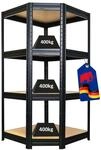 PROREGAL Eckregal Dino 1x 180x90x60cm Schwarz, Fachlast 400 kg, Stehend,