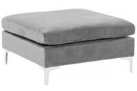 Beliani Ottomane Samtstoff Grau mit Metallbeinen Silber quadratisch Glamour...
