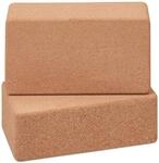 Relaxdays Yogablock, 2er Set, Yogakl&ouml;tze aus Kork, f&uuml;r Yoga&uuml;bungen, HBT: 12 x 22,5