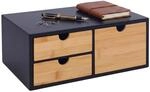 Relaxdays Schubladenbox, Bambus, MDF, schwarz, natur | Mini Kommode, 13,5 x 33...