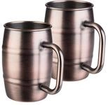 Ausgefallenes Bierkrug 2-er Set Humpen 0,5 Liter aus Edelstahl in Kupfer antik