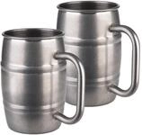 Ausgefallenes Bierkrug 2-er Set Humpen 0,5 Liter aus Edelstahl in Antikoptik