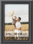 WOLTU Bilderrahmen 10x15, Schwarz, Massivholz Fotorahmen mit Passepartout |...