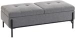 HOMCOM Sitzbank mit Stauraum Polsterbank mit 2 F&auml;chern 117x50x44 cm Grau 