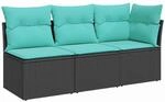 vidaXL Garten-Sofa mit Kissen Schwarz 172 x 62 x 69 cm Poly Rattan | Klare...