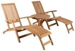 MR. DEKO Gartenm&ouml;belset Teak Deckchair Yacht & Beistelltisch Burton | 2X