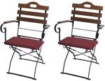 Mendler 2er-Set Biergartenstuhl HWC-J40 - Hellbraun, Polster rot | Klappstuhl,