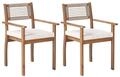 Beliani Gartenstuhl 2er Set Akazienholz Hellbraun mit Armlehnen Auflagen...