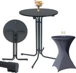 TRUTZHOLM Set aus Stehtisch klappbar &Oslash; 80 cm in Anthrazit & passender Husse in