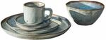 LOBERON Geschirr 30er Set Biarr&eacute;, t&uuml;rkis/braun | Bewusst unebenes Design,