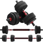 HOMCOM 2 in 1 Hanteln Set Verstellbare Kurzhantel Langhantel | Professionell,