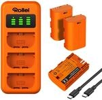 Rollei LP-E6 3 x Akkus und Ladeger&auml;t Set 3-Fach-Schnellladung mit USB-C | 100%