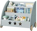 WOLTU Kinderregal, B&uuml;cherregal Kinder, mit R&auml;dern 3 Regale, Grau 