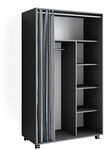 Vicco Kleiderschrank Doros, Grau, 100 x 168 cm | mit Rollen, mit Rollen zur...