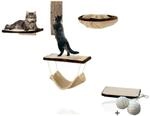 Rohrschneider Luxus Katzen-Kletterwand 6-teilig, Beige