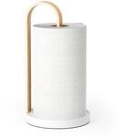 Umbra Bellwood K&uuml;chenrollenhalter, Beschwerter Echtholz-St&auml;nder, Weiss/Natur